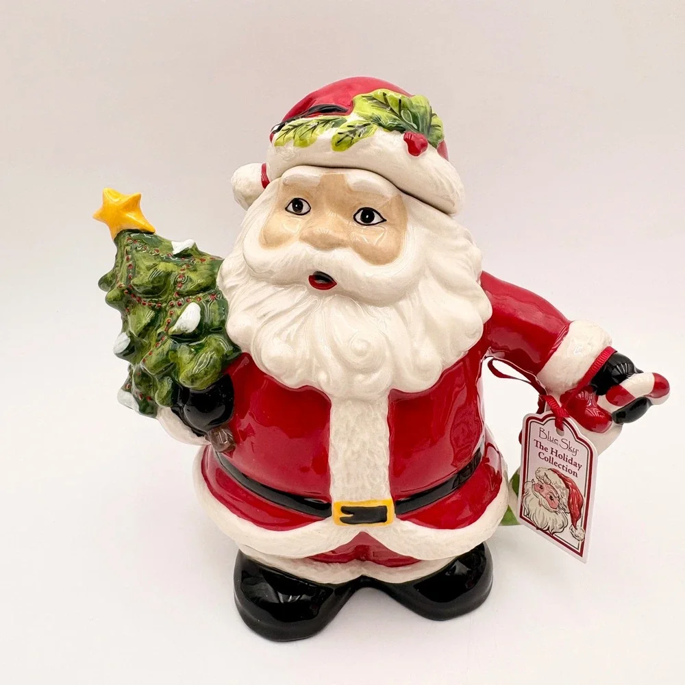 Blue Sky The Holiday Collection Santa Claus Teapot Christmas‎ Tree Candy Cane
